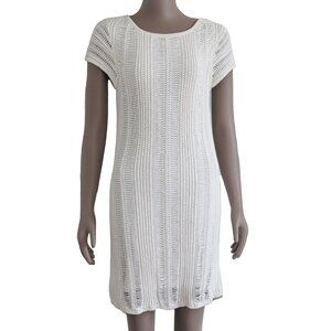 Asos White Knitted Short Sleeve Cotton Summer Short‎ Dress Size 6 Bikini Coverup